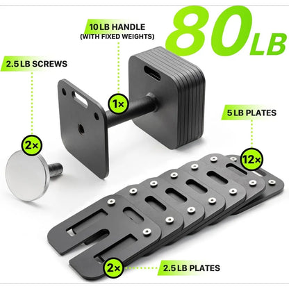 PrimvaCore Pro Adjustable Dumbbells - 80LB Quick-Lock Strength System (Pair)